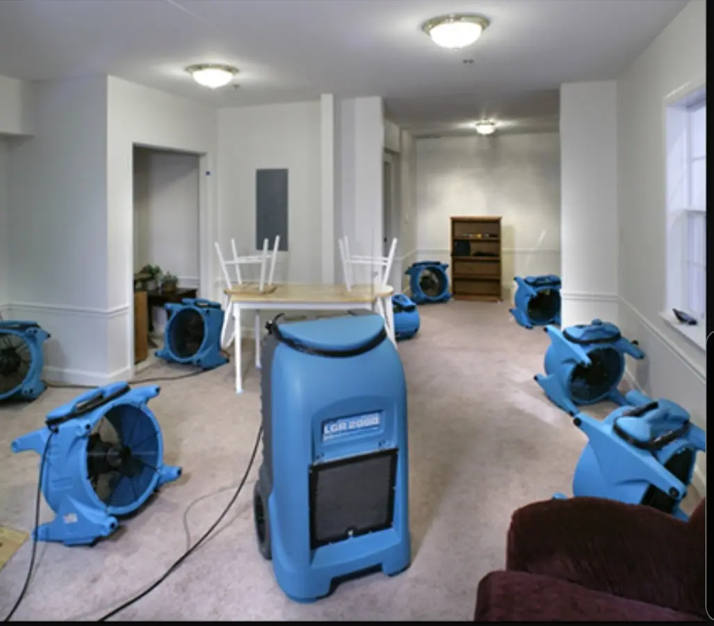 Air movers and dehumidifier setup for Water Damage Restoration in Mableton